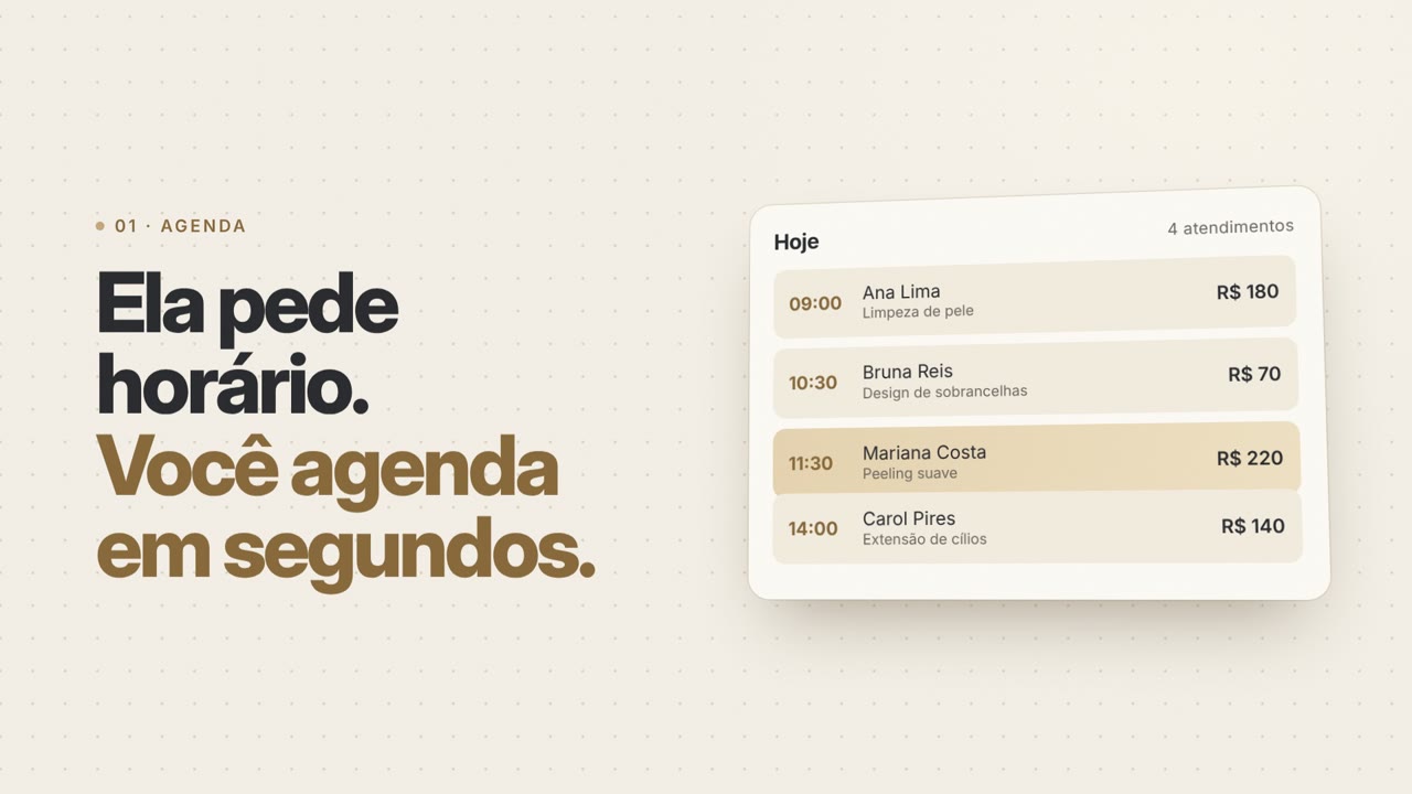 Tela do Luminy mostrando a agenda do dia
